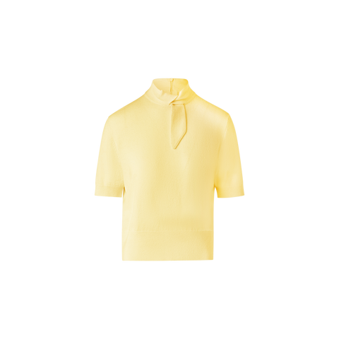 Short Sleeve Cashmere Sweater with Knot Detail