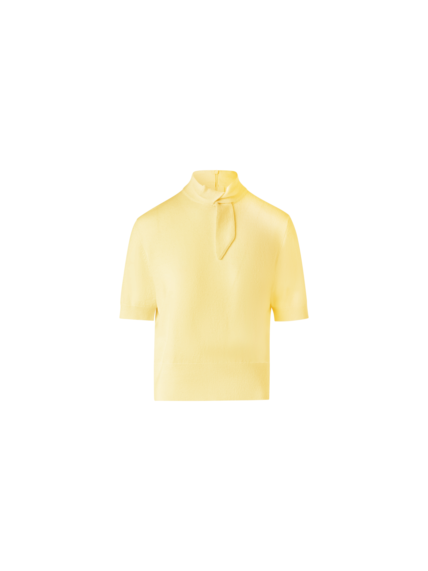 Designer Kurzärmliger Kaschmirpullover mit Knotendetail - Gelb