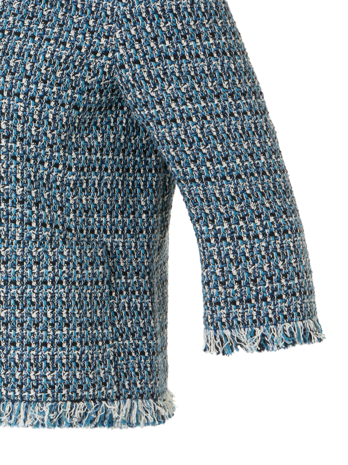 Designer Moderne Tweed-Jacke mit verkürzten Ärmeln - Blau - Bunt