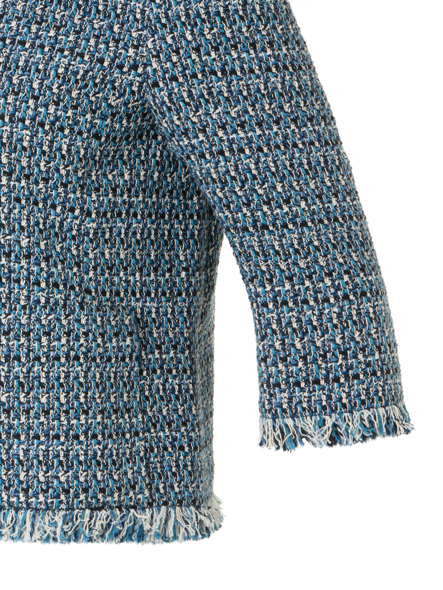 Designer Moderne Tweed-Jacke mit verkürzten Ärmeln - Blau - Bunt