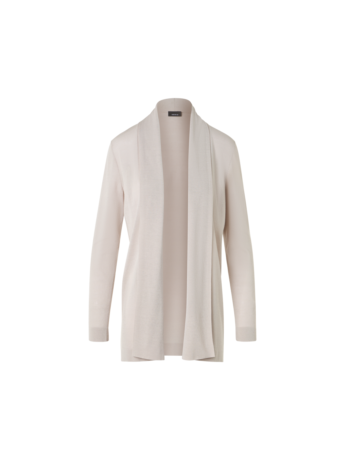 Designer Langer Cardigan aus Seidenbaumwolle mit Schalkragen - Beige