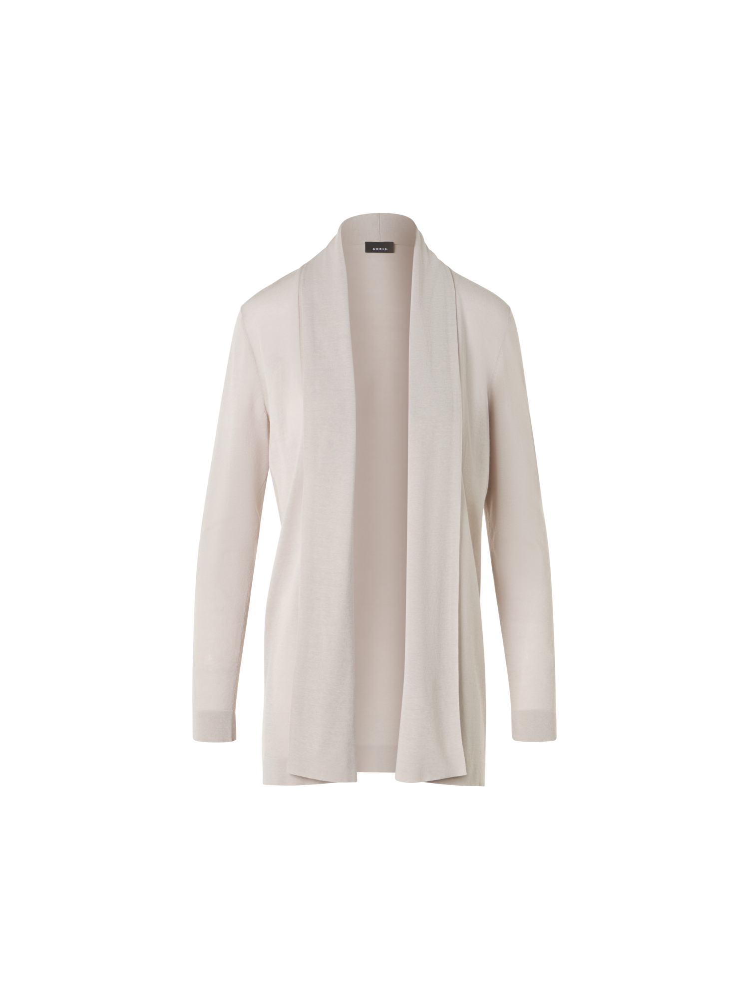 Designer Langer Cardigan aus Seidenbaumwolle mit Schalkragen - Beige