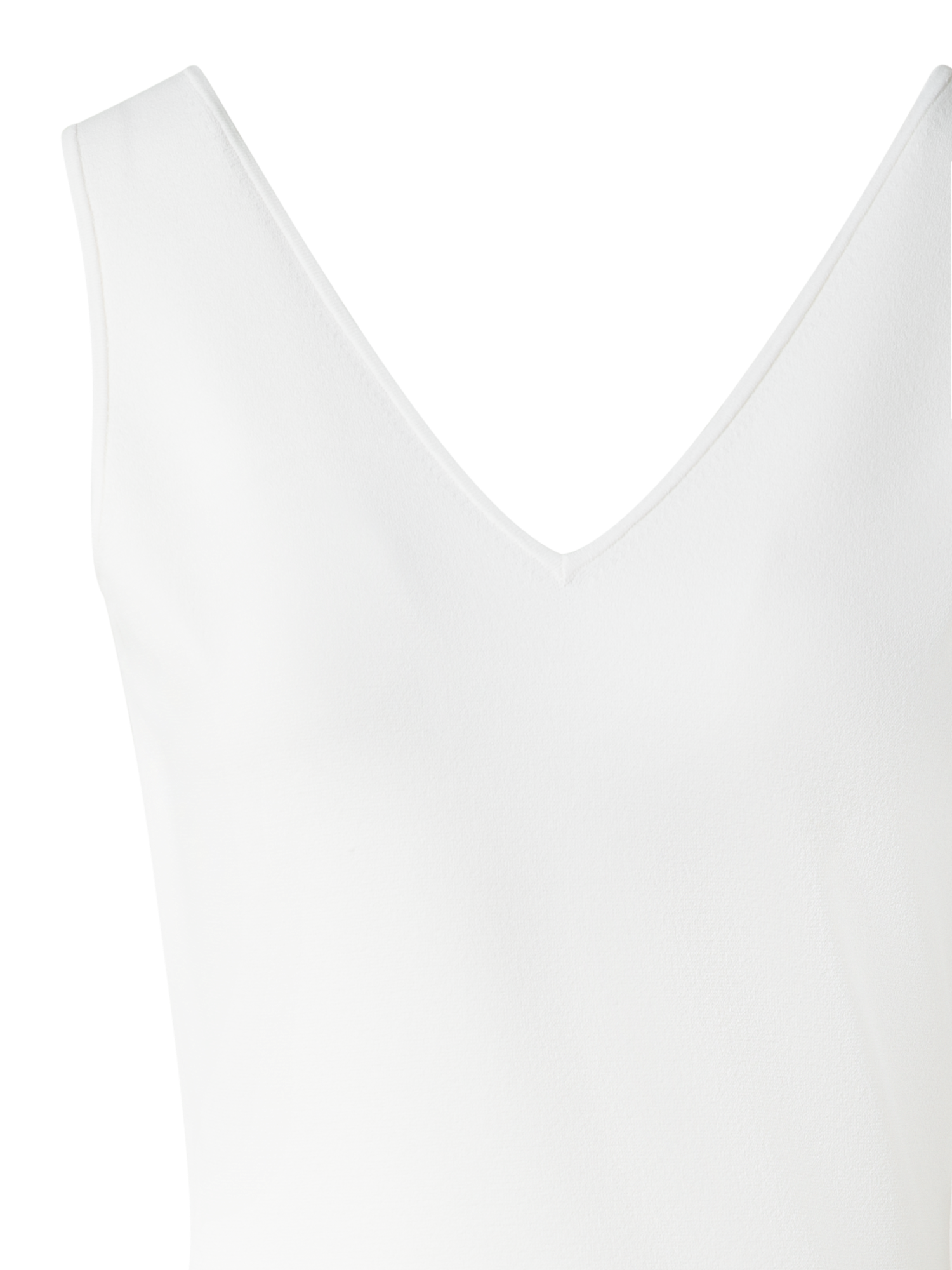 Designer Midi-Strickkleid mit Doppel-V-Ausschnitt - Ecru - Weiss