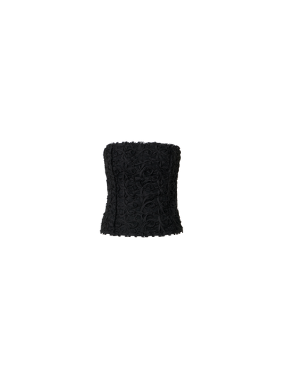 Designer Bustier-Top mit 3D-Scribble-Stickerei - Schwarz