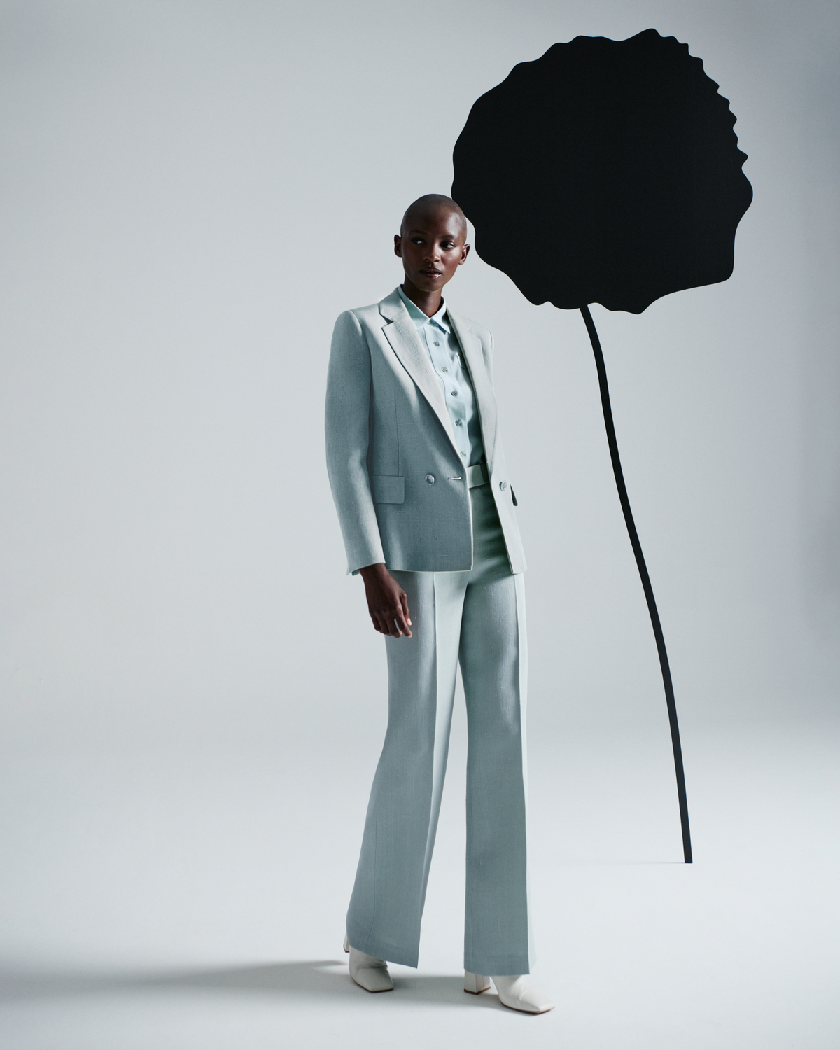 Designer Zweireihiger Blazer aus Shantung-Seide - Blau #editorial