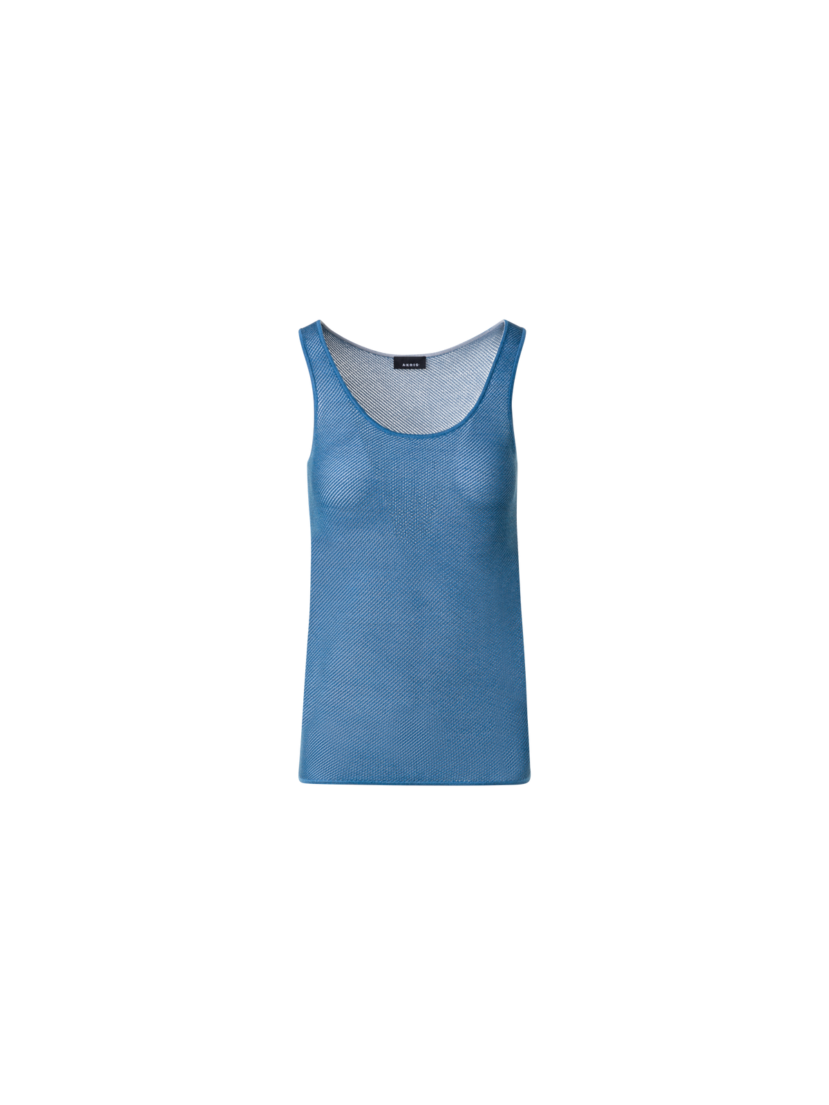 Designer Tanktop aus Seiden-Mesh-Strick - Blau