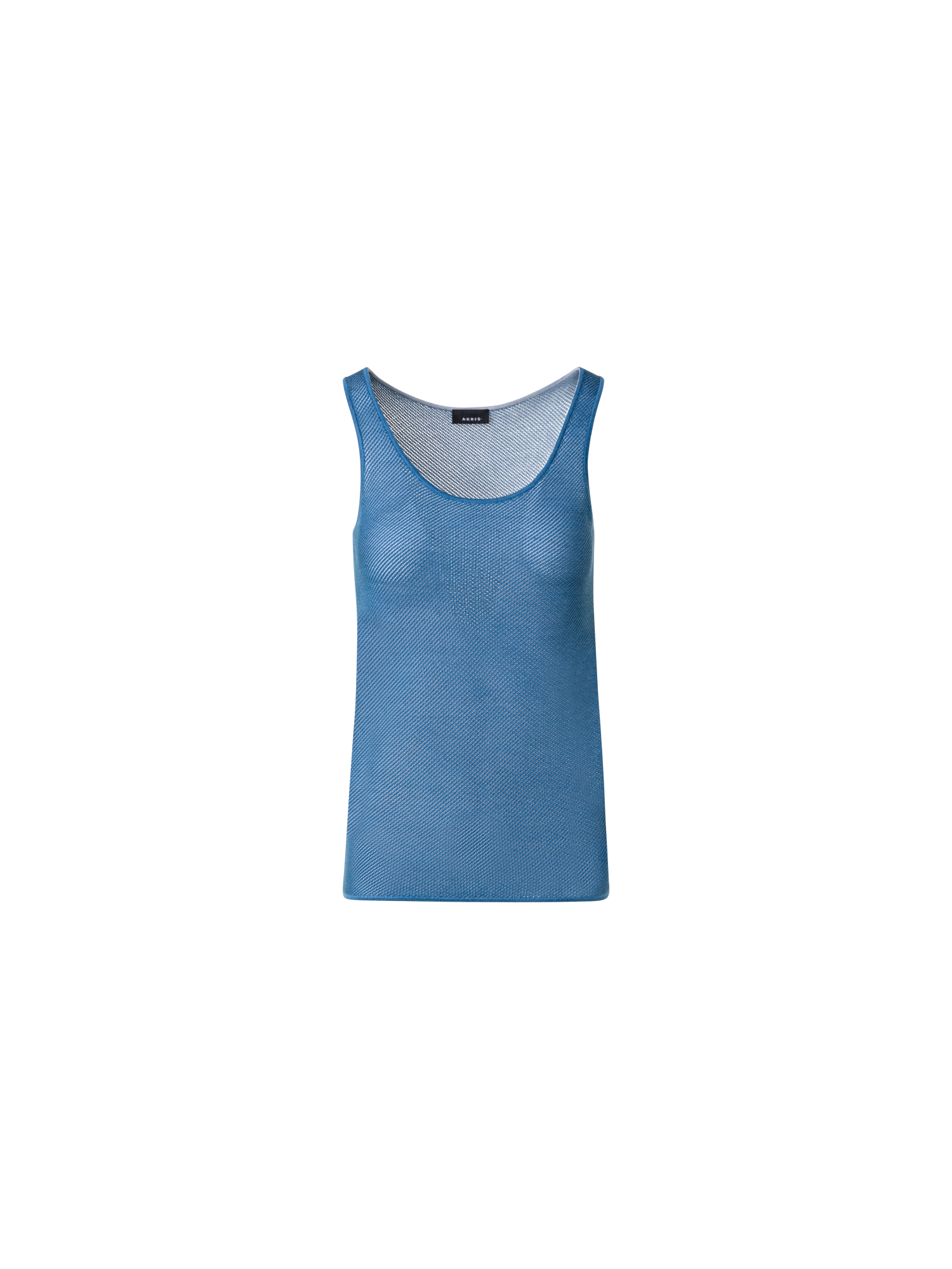 Designer Tanktop aus Seiden-Mesh-Strick - Blau