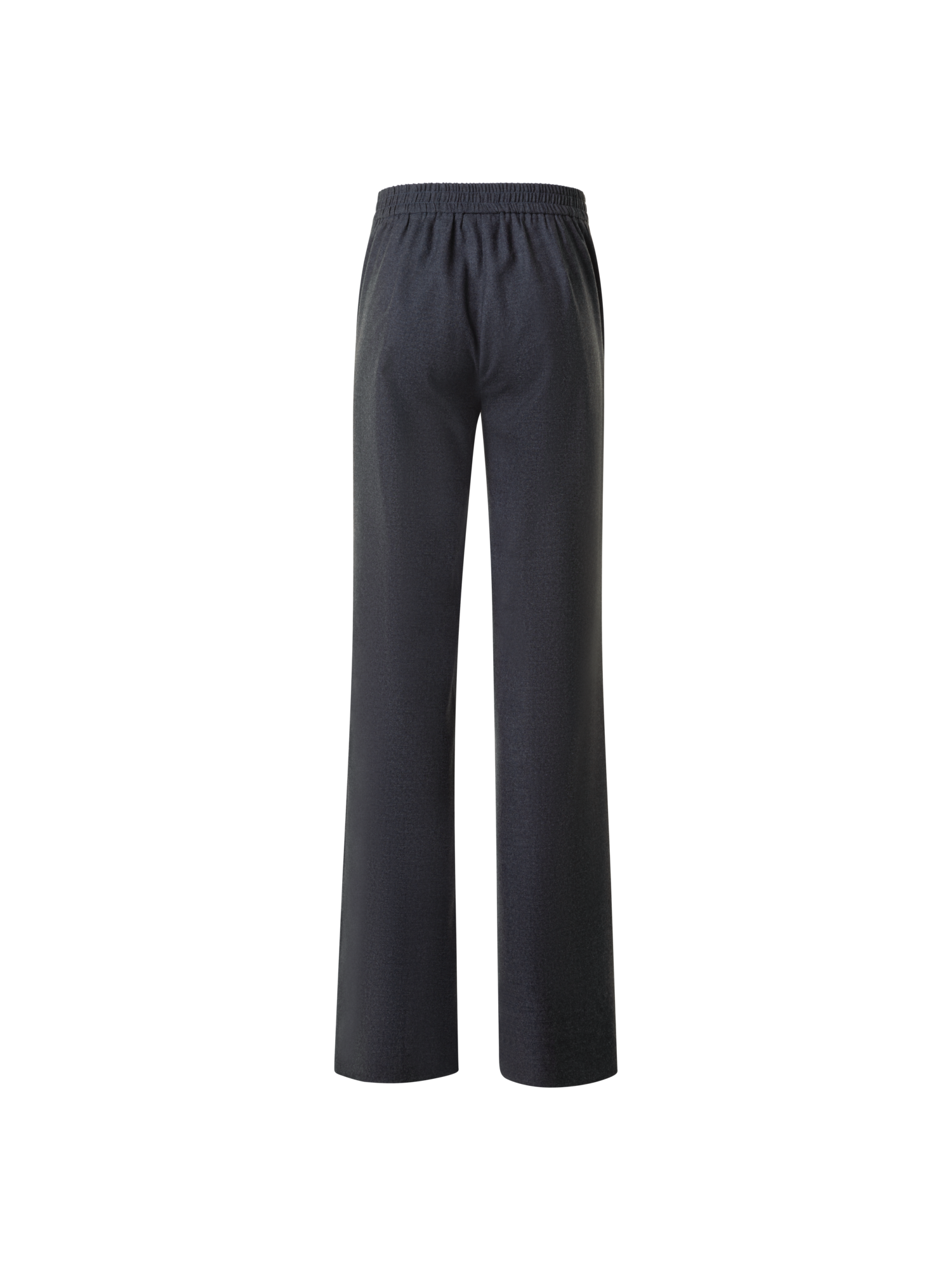 Designer Weite Woll-Flanell Hose mit Elastikbund - Grau