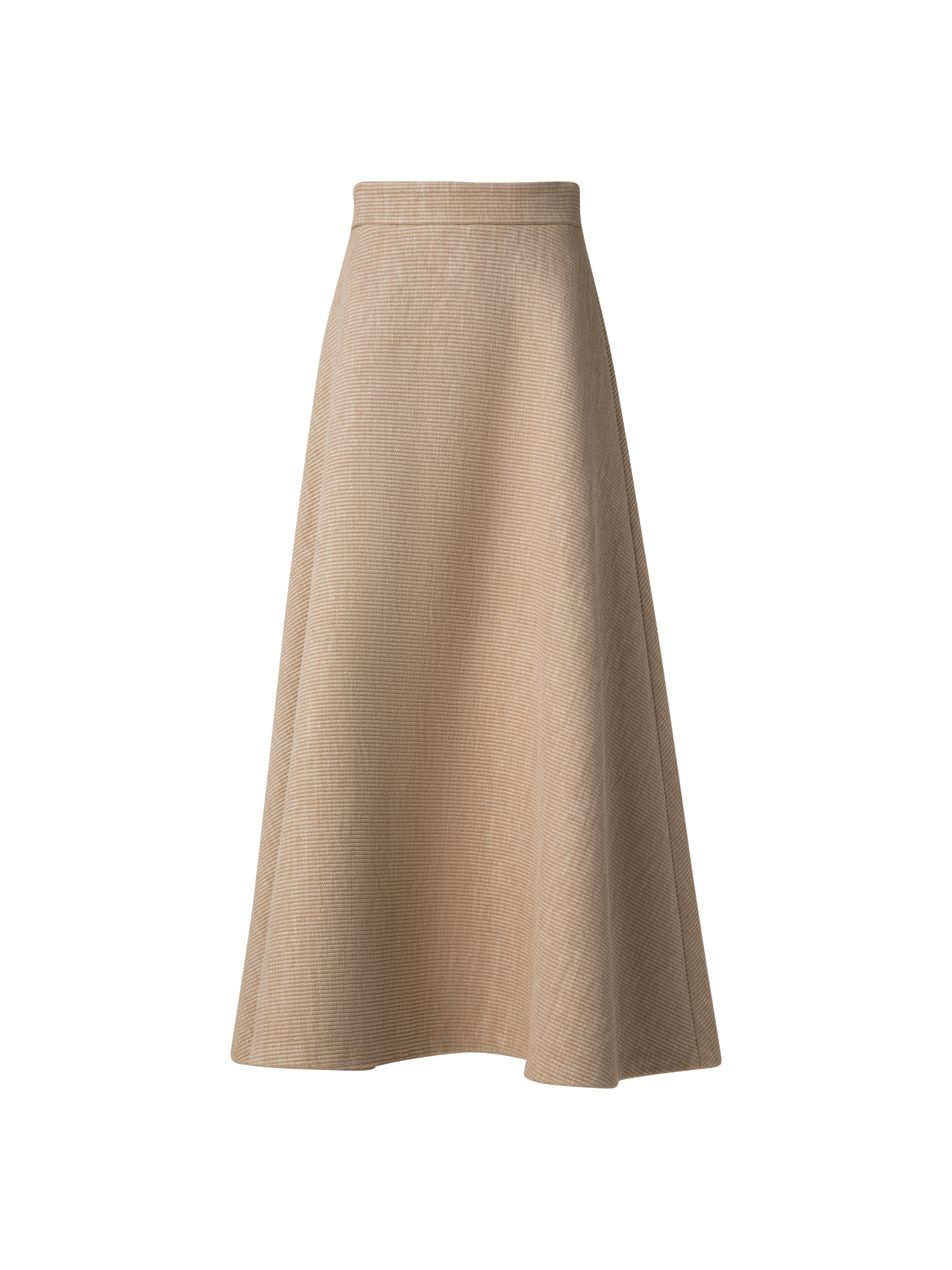 Designer Midirock in A-Linie aus weichem Baumwoll-Raffia - Beige