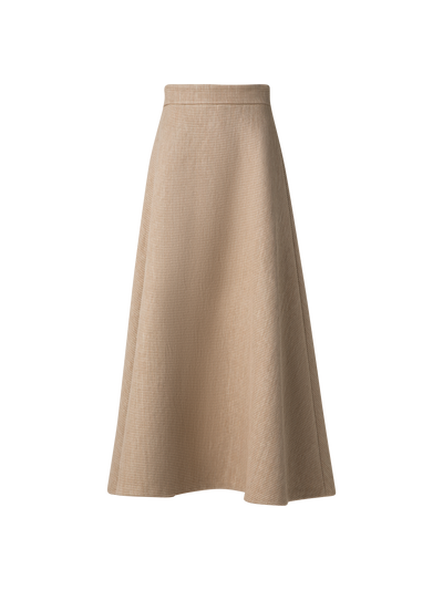 Designer Midirock in A-Linie aus weichem Baumwoll-Raffia - Beige