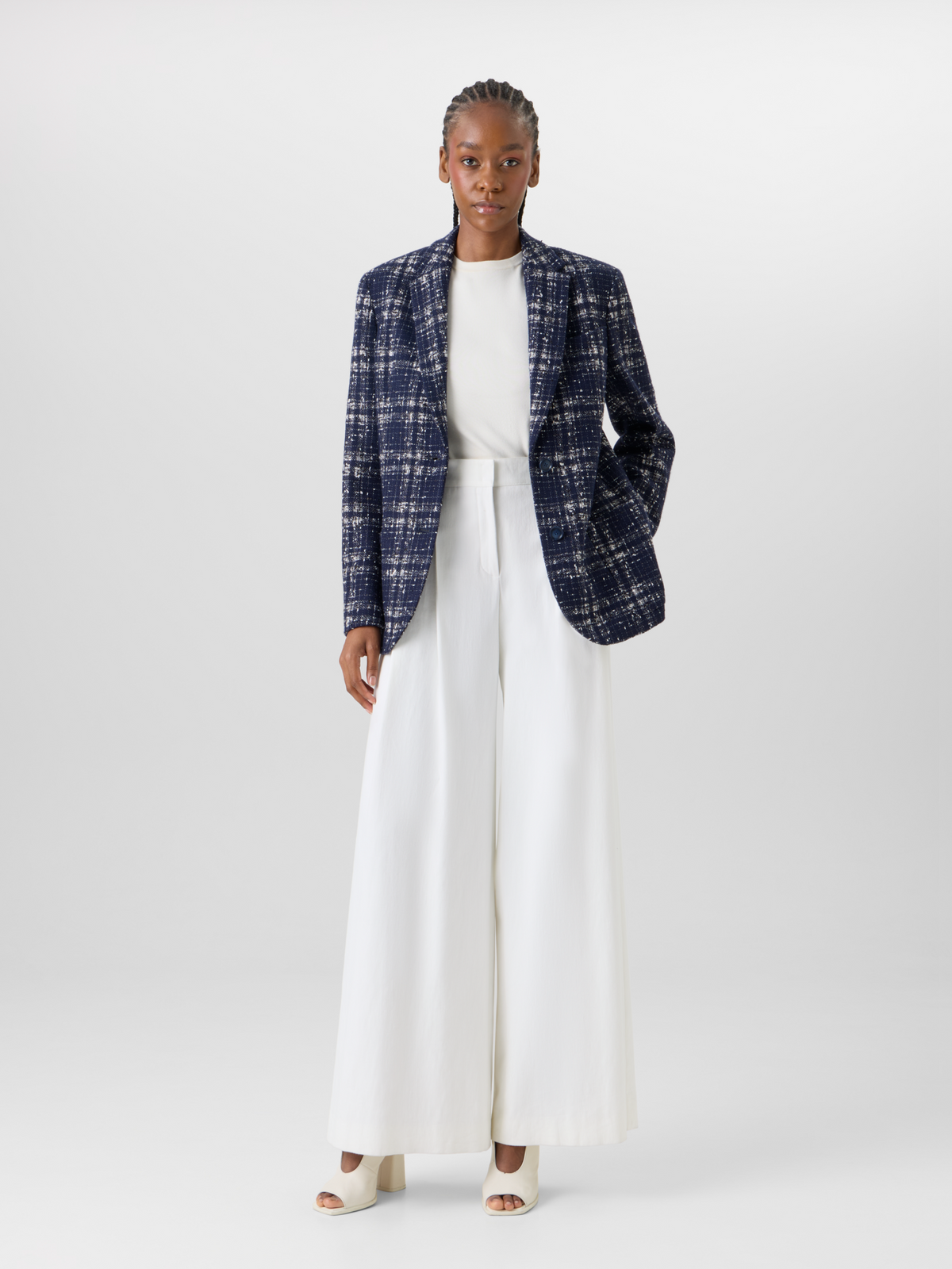 Designer Kora Jacke aus Woll-Viskose-Tweed - Blau #editorial