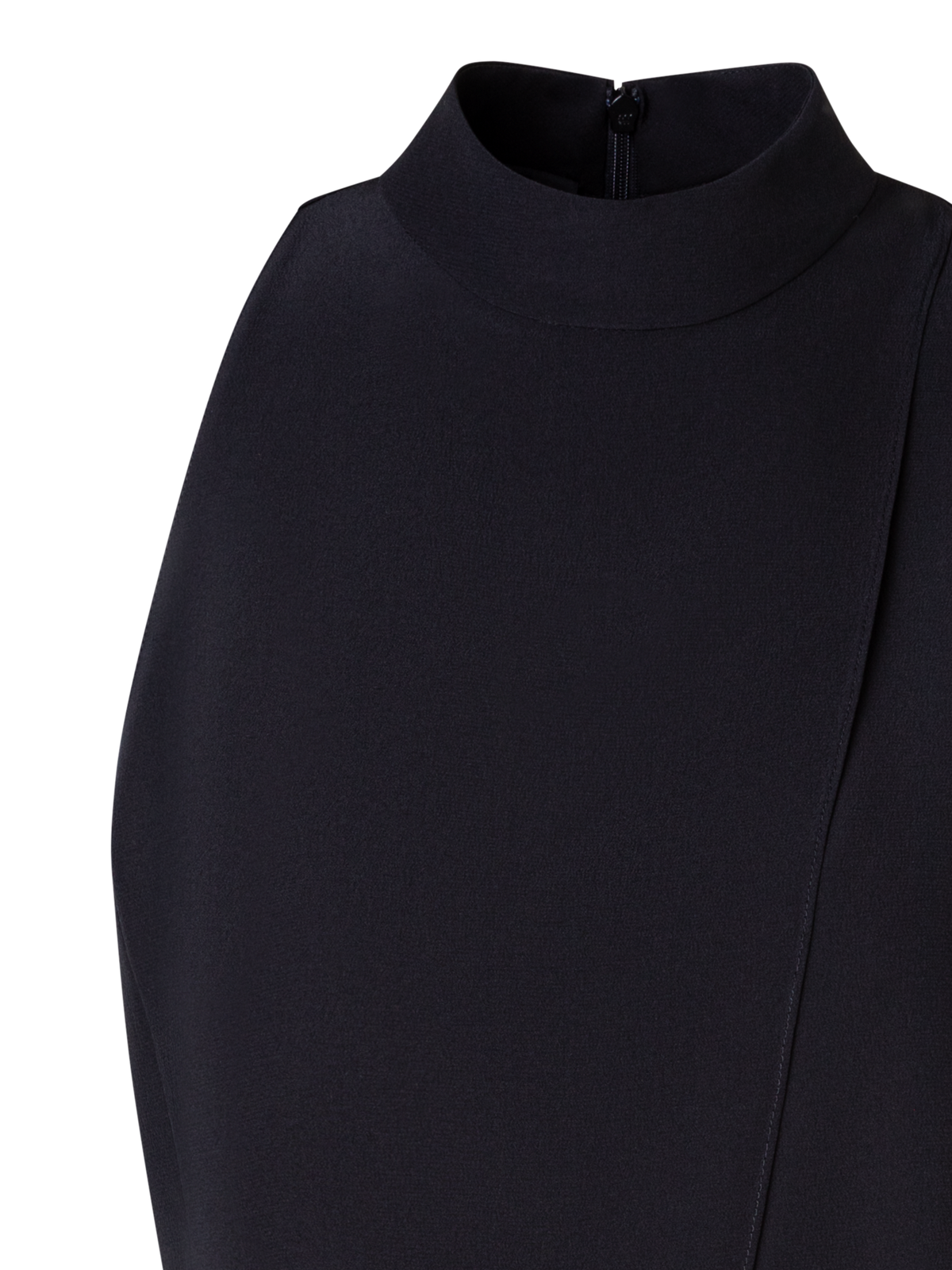Designer Ärmellose Seidenbluse mit asymmetrischem Detail - Schwarz