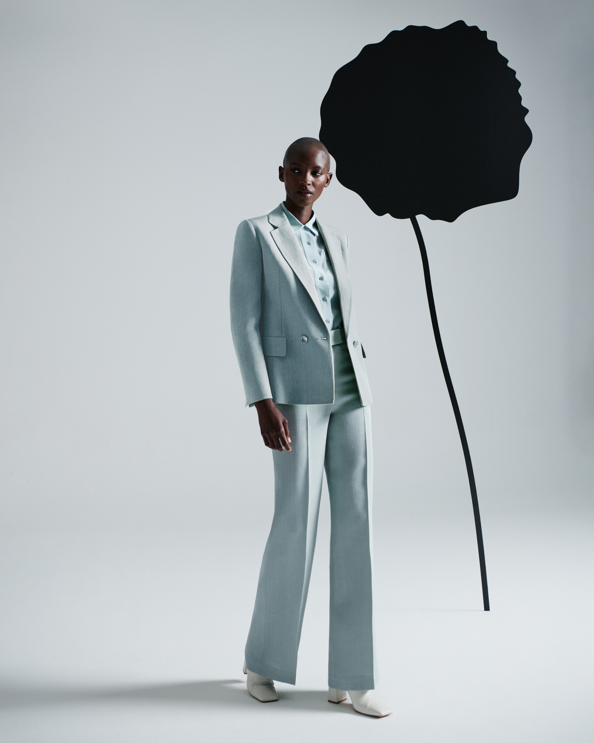 Designer Weite Hose aus Shantung-Seide - Blau #editorial