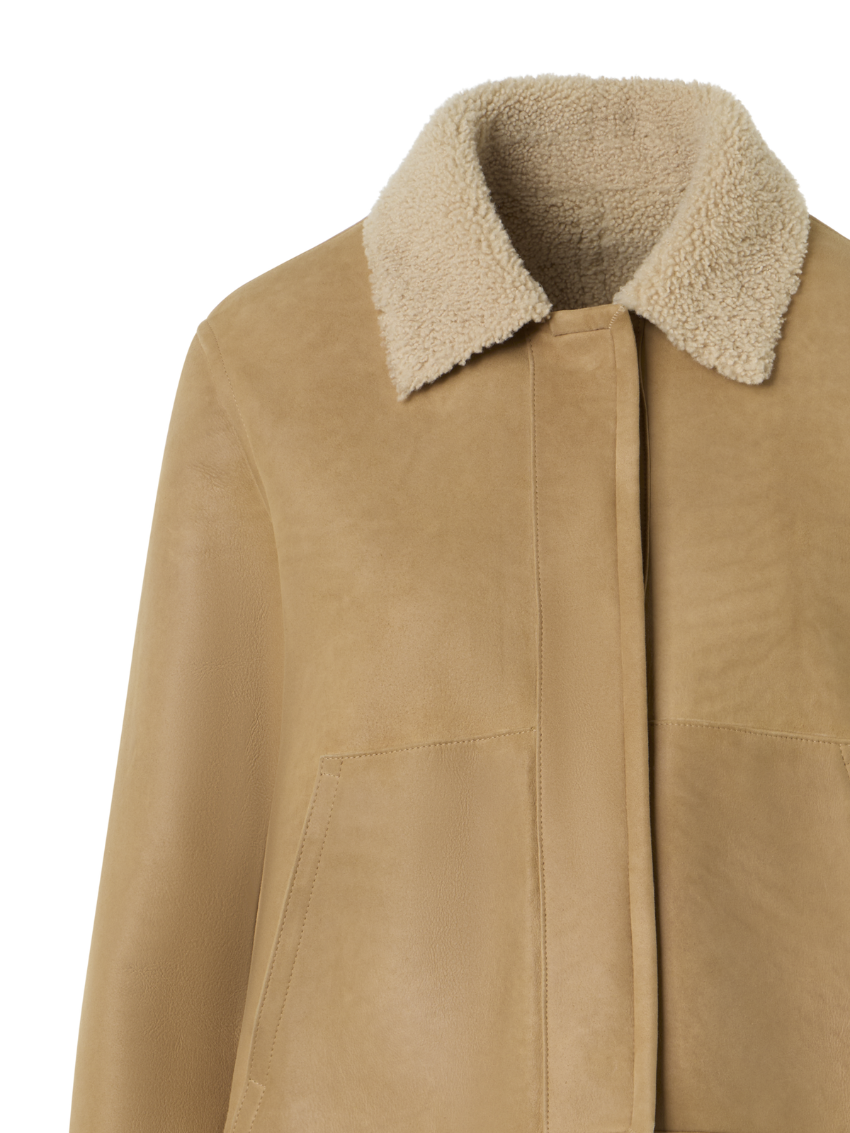 Designer Kurze Lammfelljacke mit Pelzkragen und Manschetten - Beige