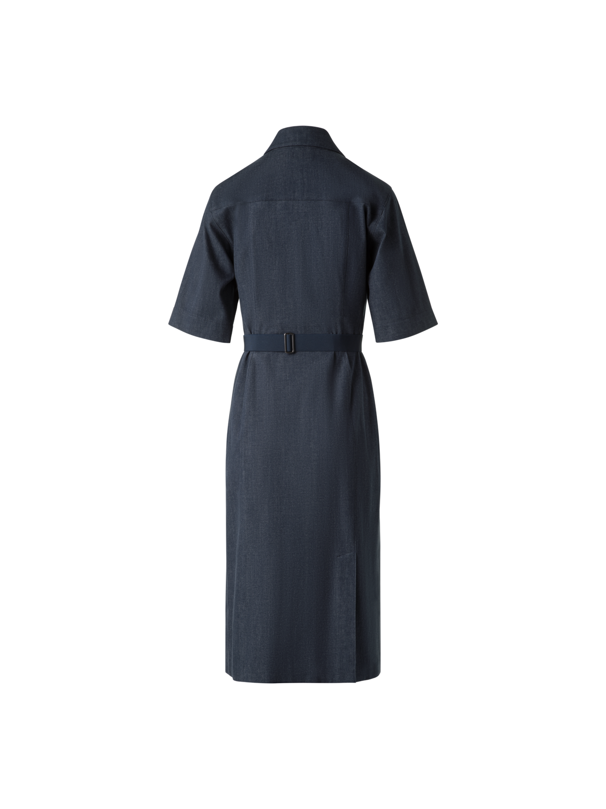 Designer Kurzarm-Hemdkleid aus Baumwoll-Denim - Dunkelblau - Blau