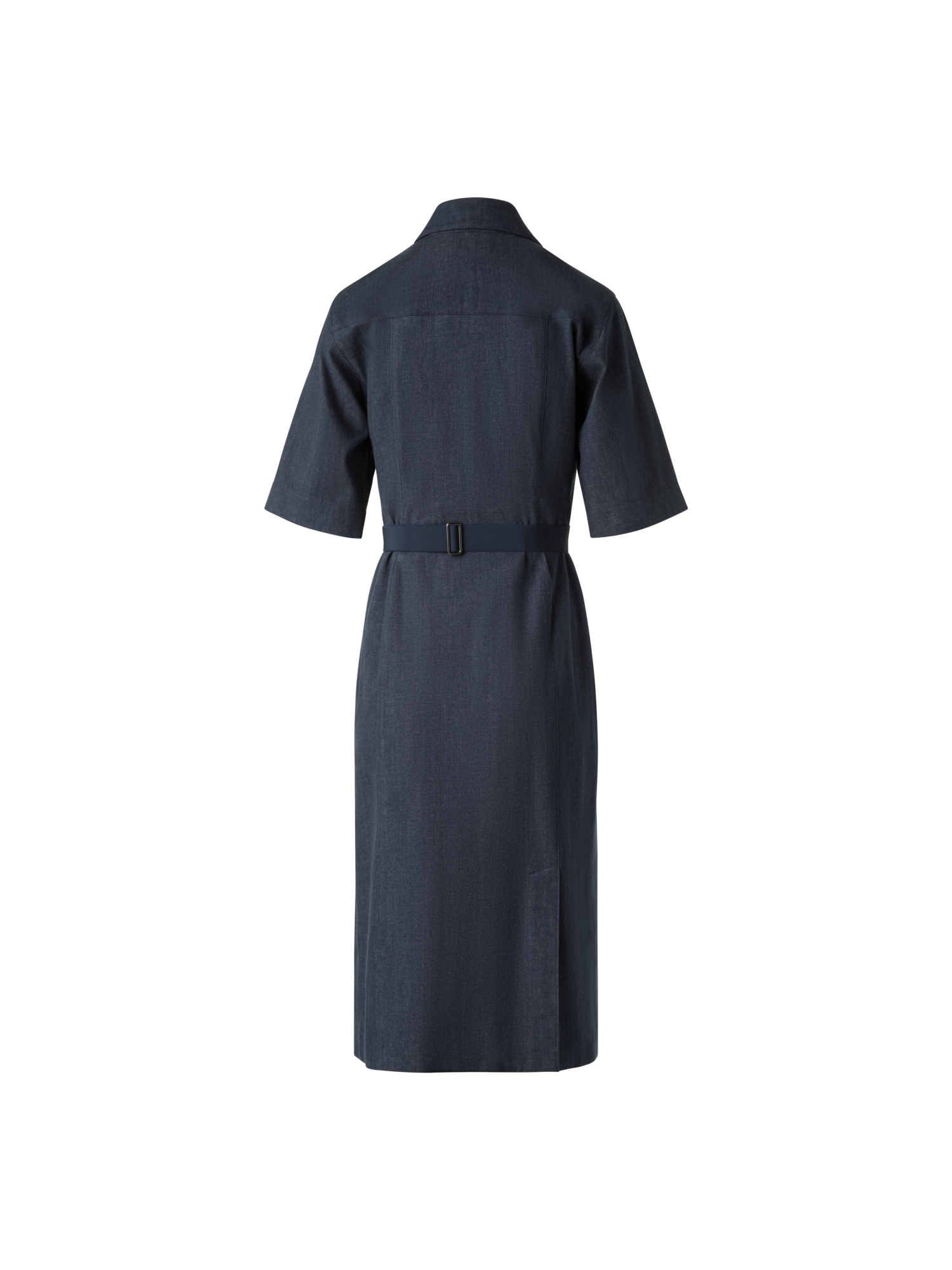 Designer Kurzarm-Hemdkleid aus Baumwoll-Denim - Dunkelblau - Blau