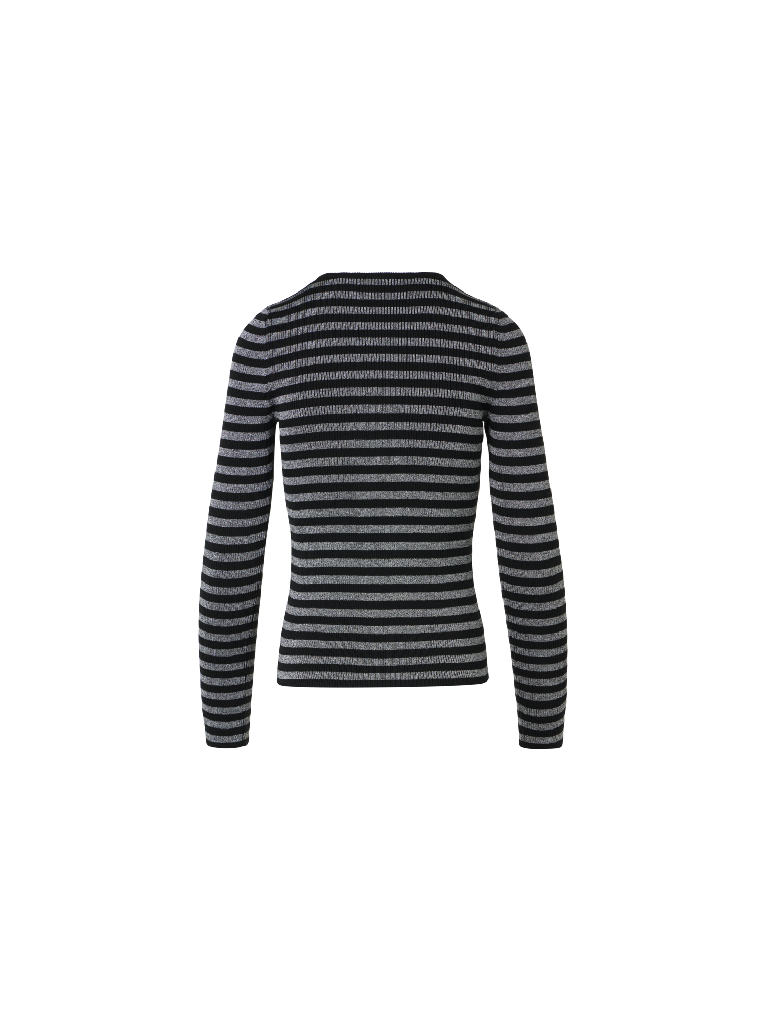 Designer Pullover aus Merinowolle mit metallischem Glanz - Schwarz - Silber