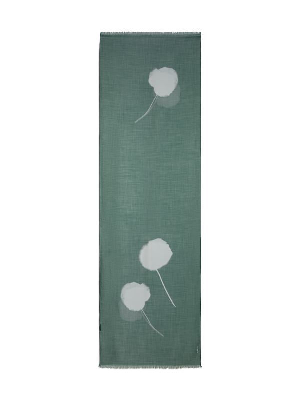 Designer Schal aus Kaschmir-Seide mit Dandelion Druck - Grün - Bunt