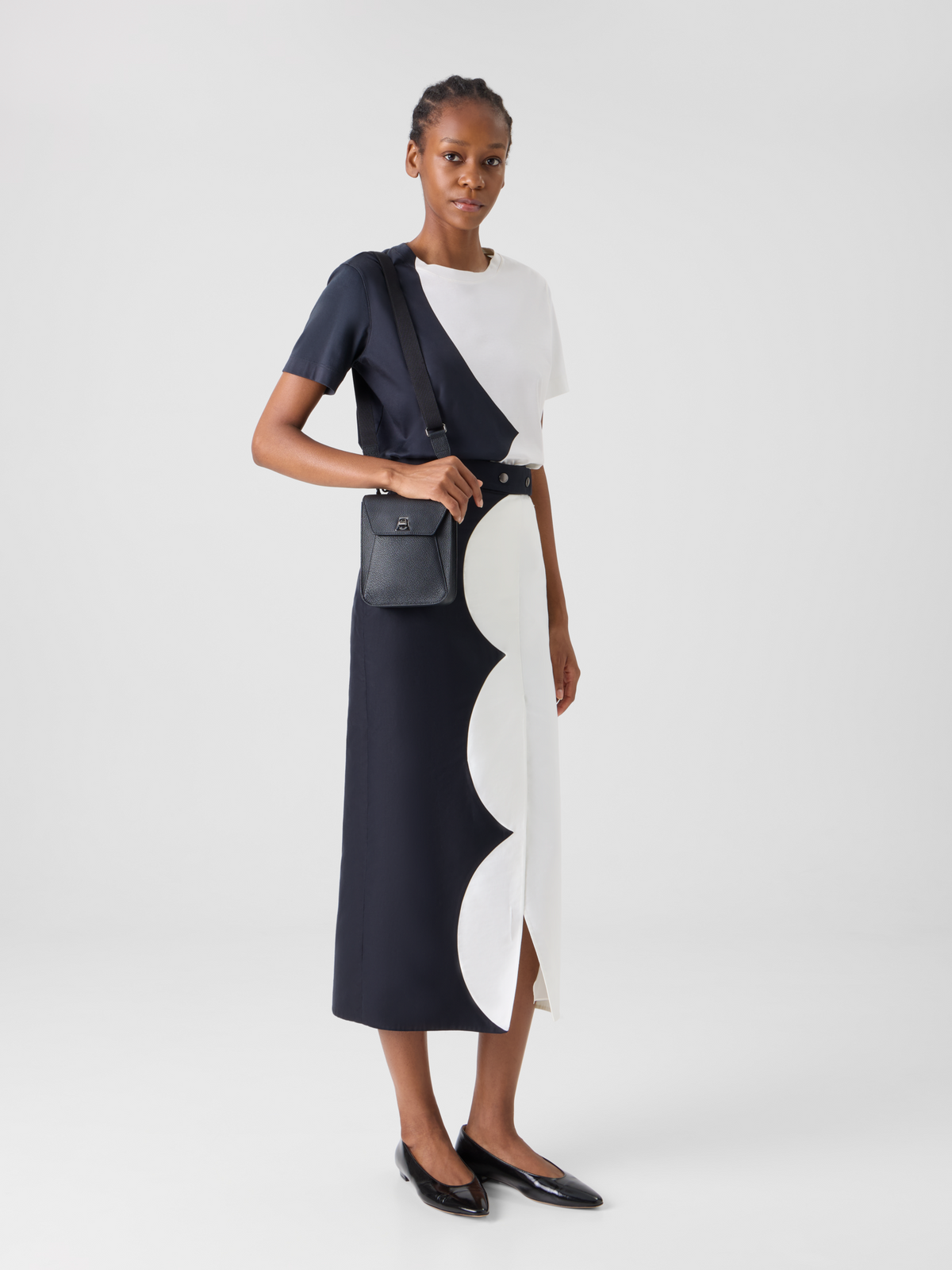 Designer Midirock in Wickeloptik mit Cloud-Druck - Bunt #editorial