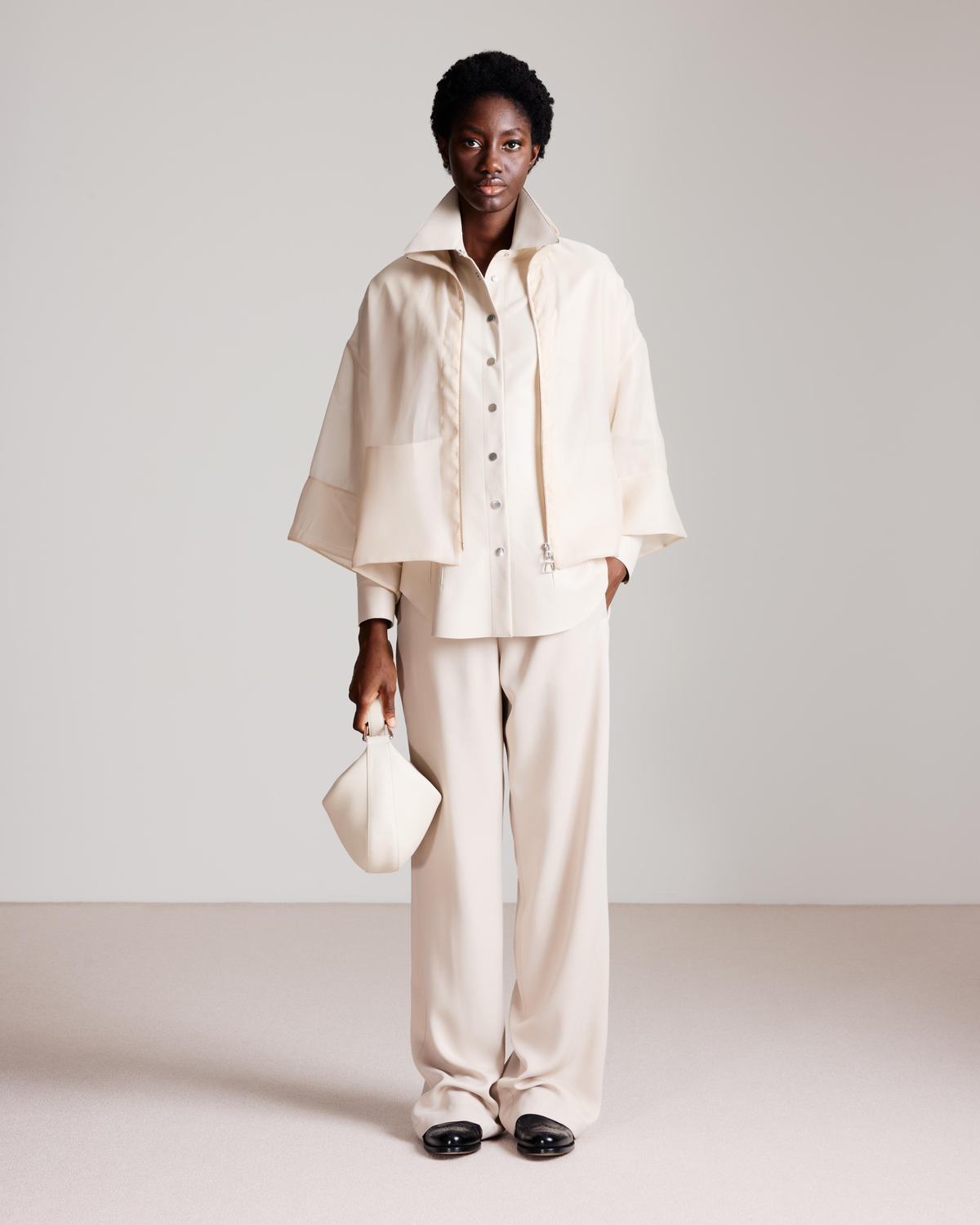 Designer Organza Jacke aus Panama Seide - Ecru - Weiss #editorial