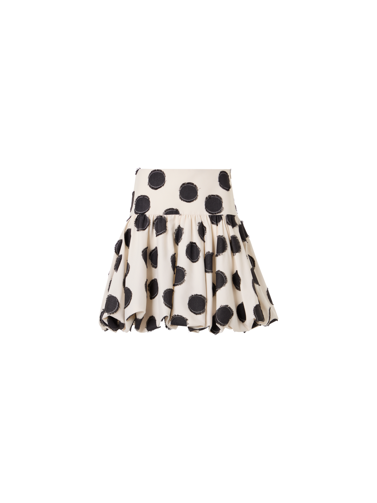 Designer Ausgestellter Minirock aus fransigem Punkte-Jacquard - Bunt - Weiss