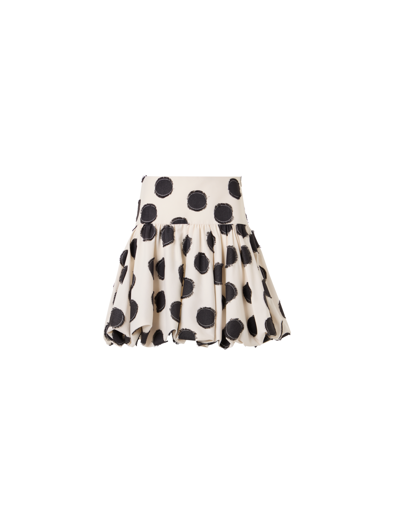 Designer Ausgestellter Minirock aus fransigem Punkte-Jacquard - Bunt - Weiss