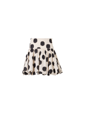 Designer Ausgestellter Minirock aus fransigem Punkte-Jacquard - Bunt - Weiss
