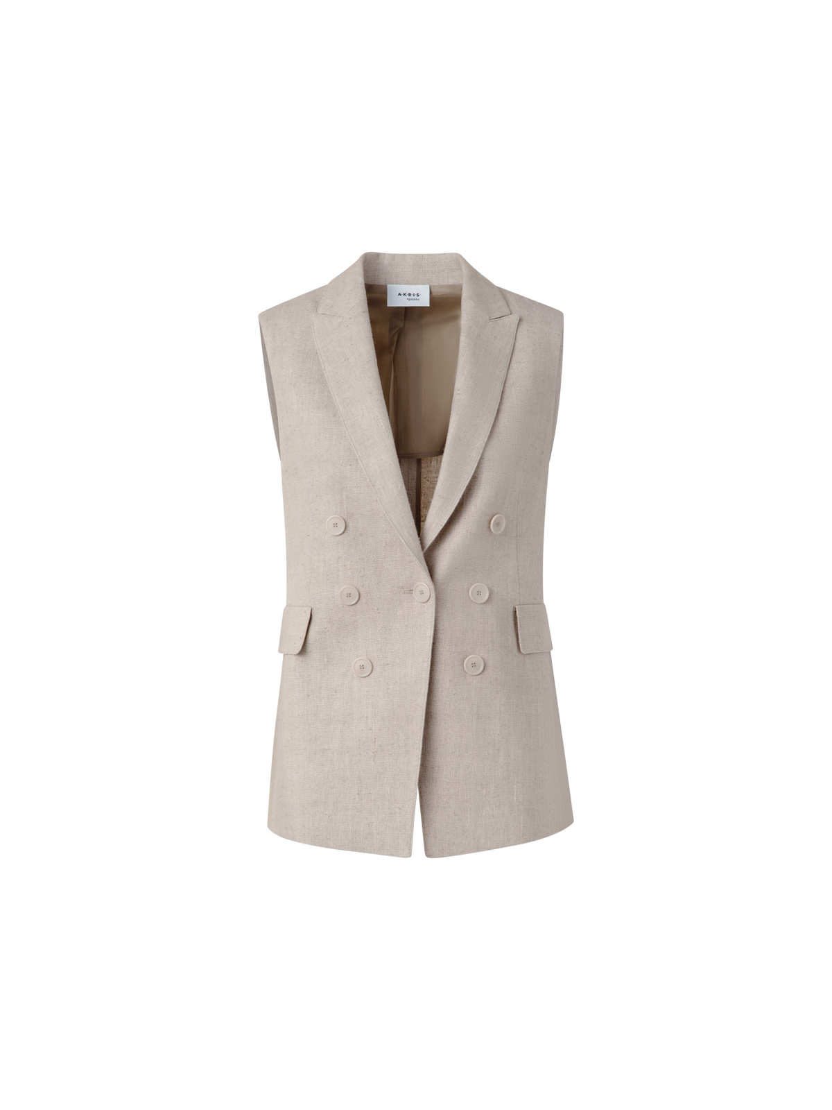 Designer Zweireihige Weste aus Leinen - Beige