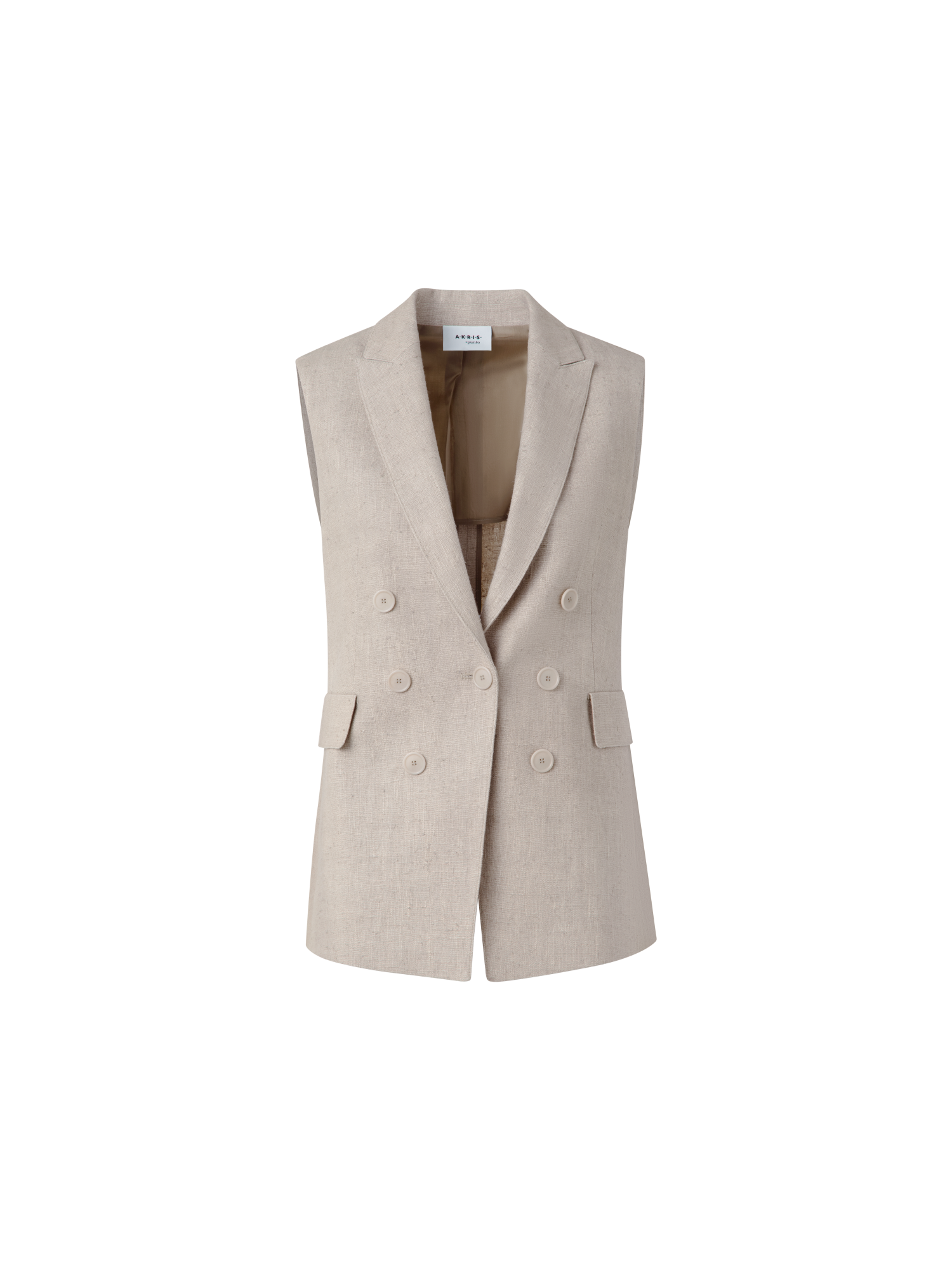 Designer Zweireihige Weste aus Leinen - Beige