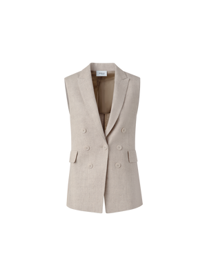 Designer Zweireihige Weste aus Leinen - Beige