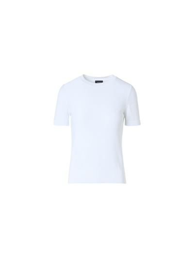 Designer Baumwollpullover mit Polygon-Intarsie - Ecru