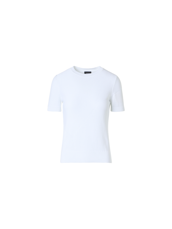 Designer Baumwollpullover mit Polygon-Intarsie - Ecru