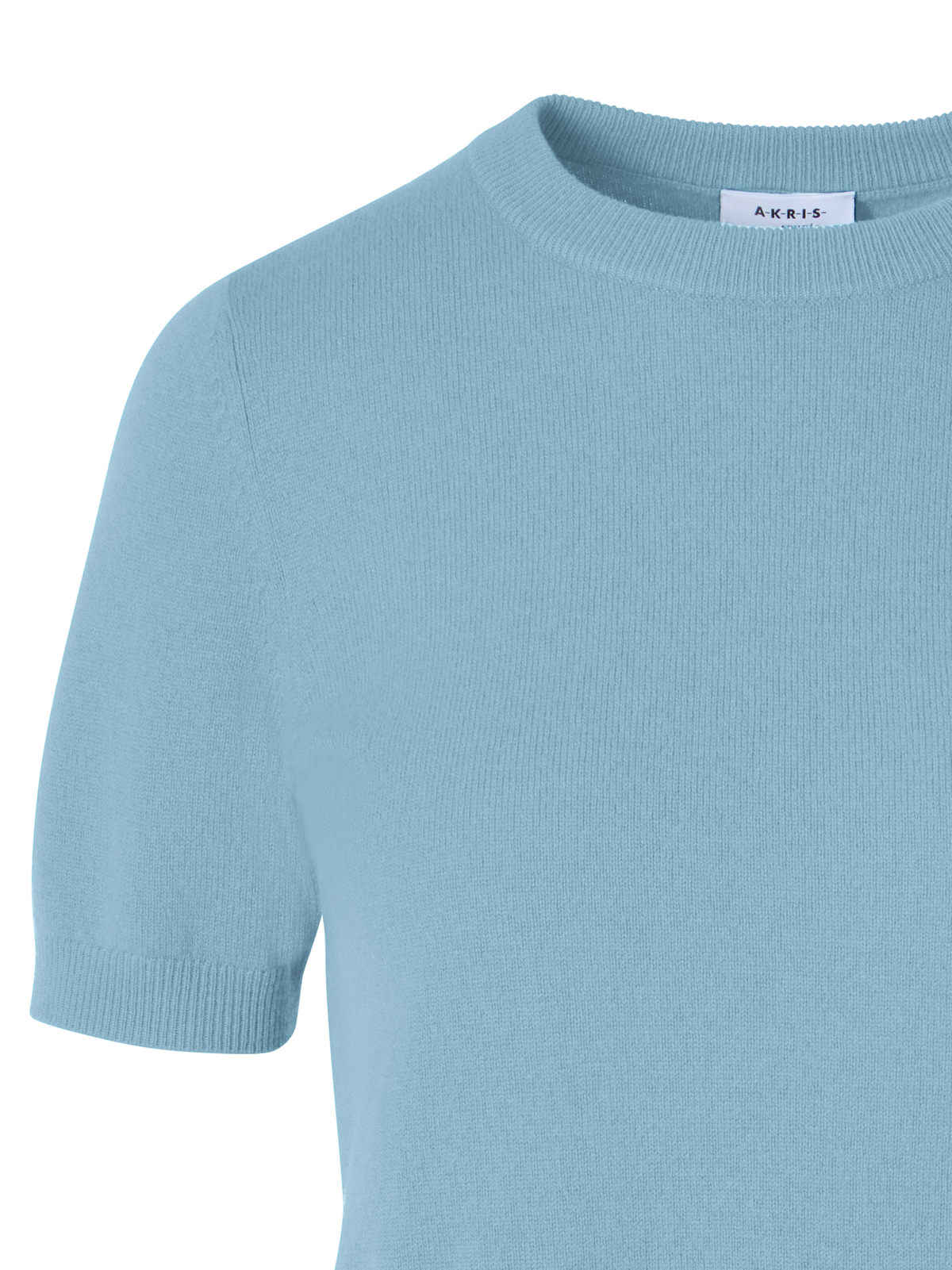 Designer Kurzarm-Pullover aus Wolle-Kaschmir - Blau