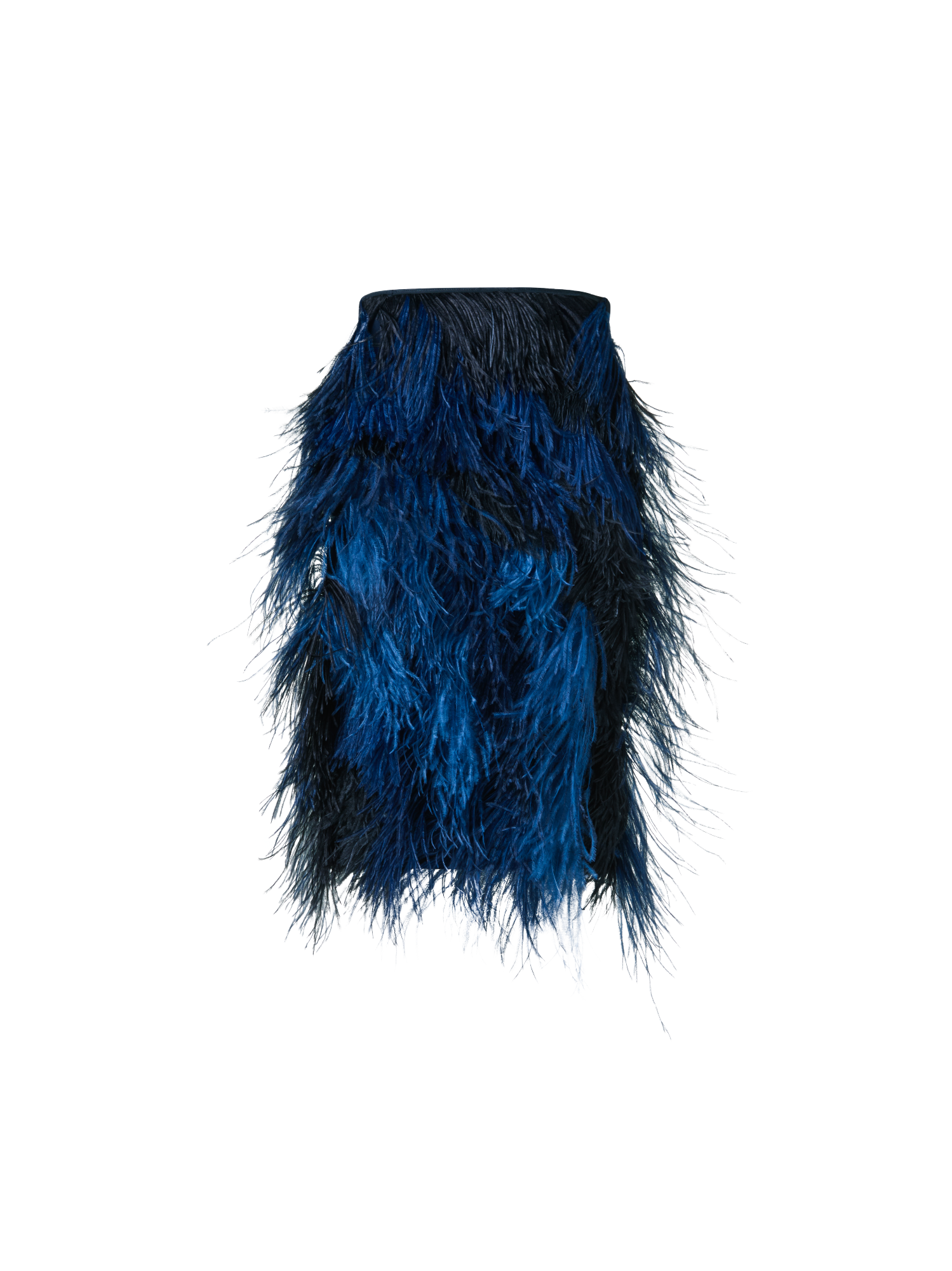Designer Woll Doubleface Feathered Pencil Skirt - Dunkelblau - Blau - Bunt