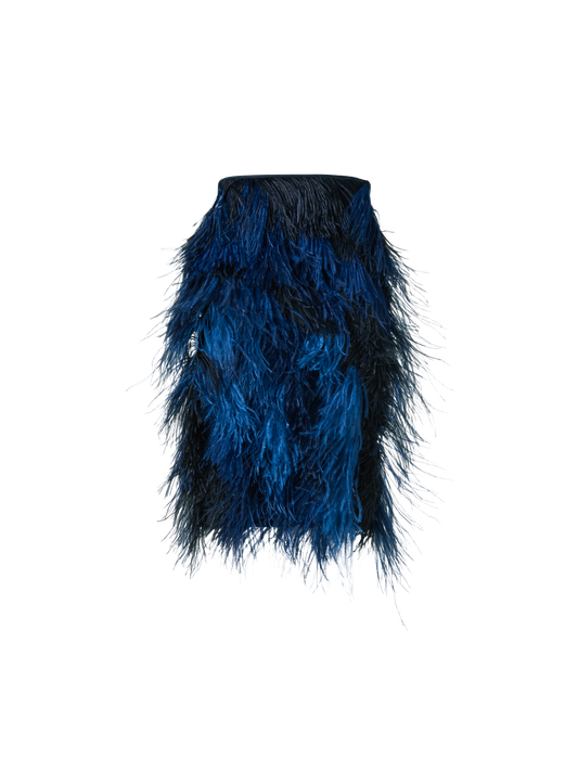 Designer Woll Doubleface Feathered Pencil Skirt - Dunkelblau - Blau - Bunt