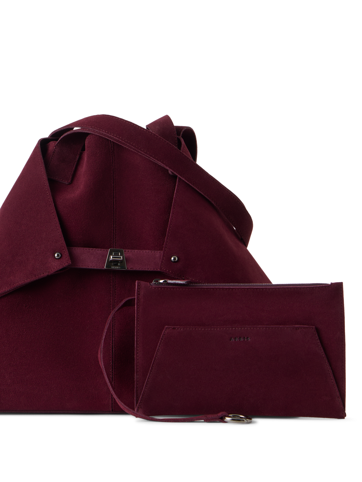 Designer Ai Medium Schultertasche aus Veloursleder - Weinrot