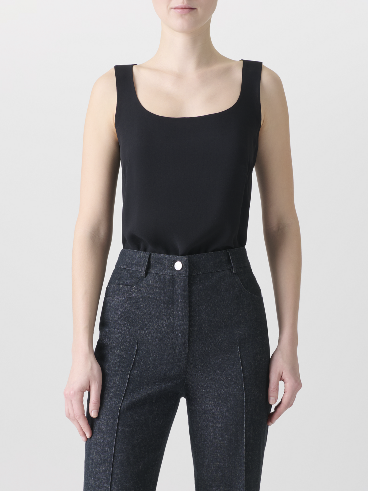 Designer Ärmellose Seidenbluse - Schwarz #editorial