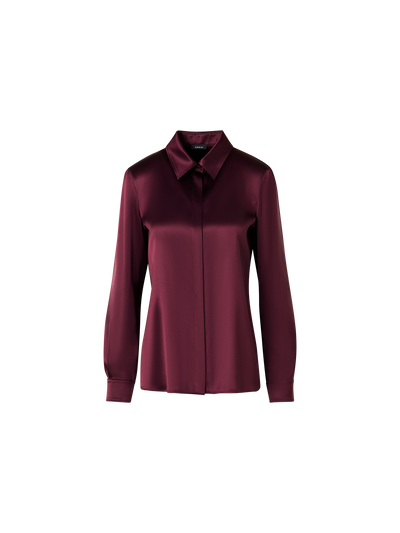 Designer Bluse aus Seidensatin mit Stretch - Rot