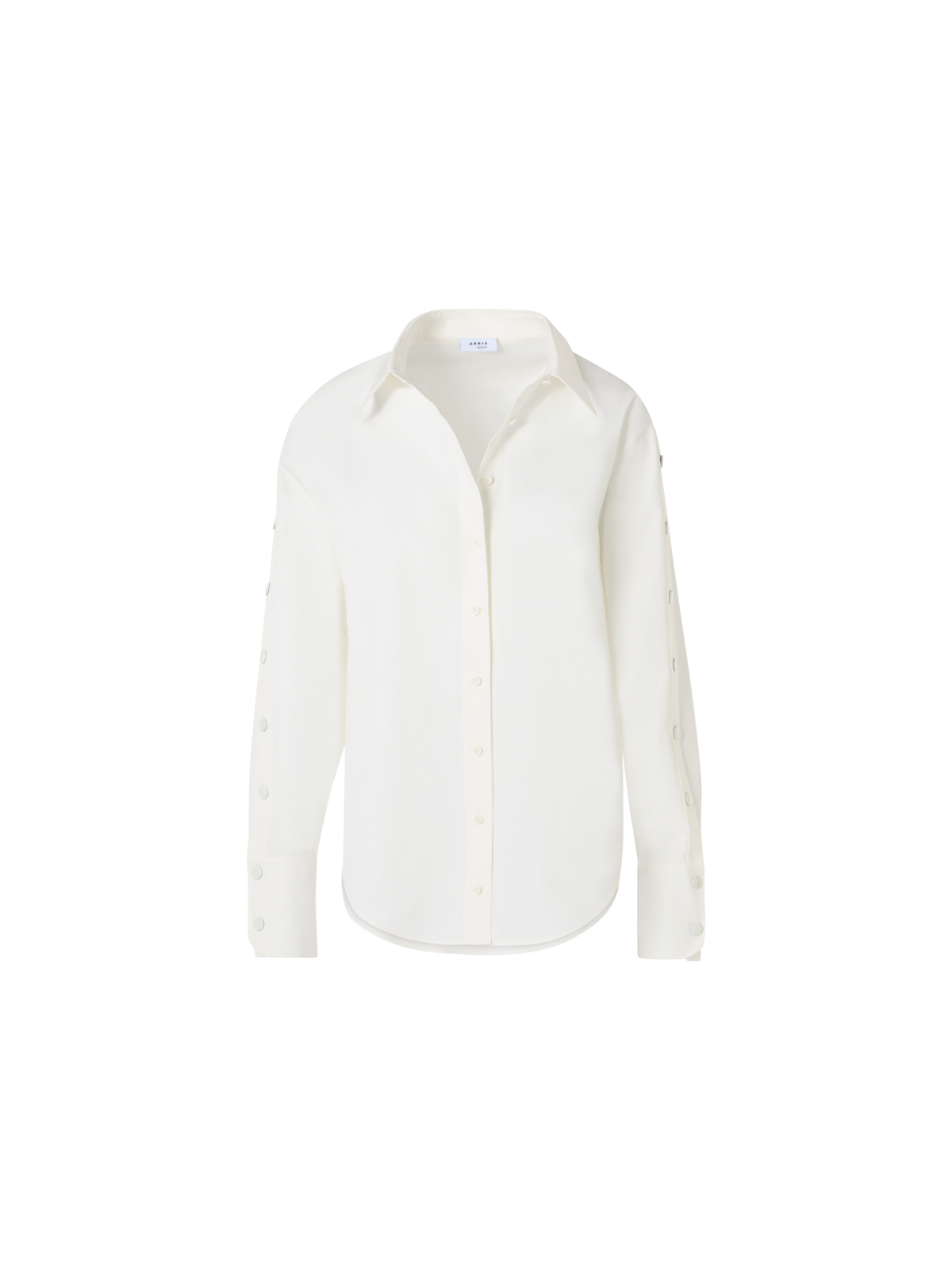 Designer Popeline-Bluse mit Druckknopf-Ärmelschlitzen - Ecru