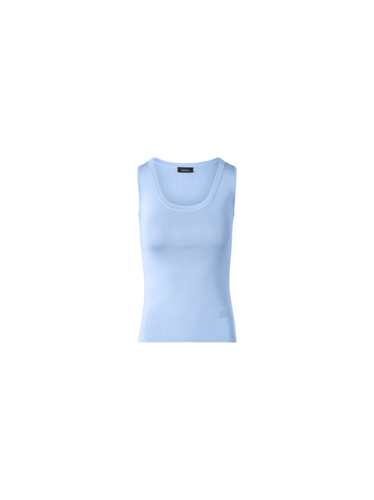Designer Tanktop aus Seidenstrick - Blau