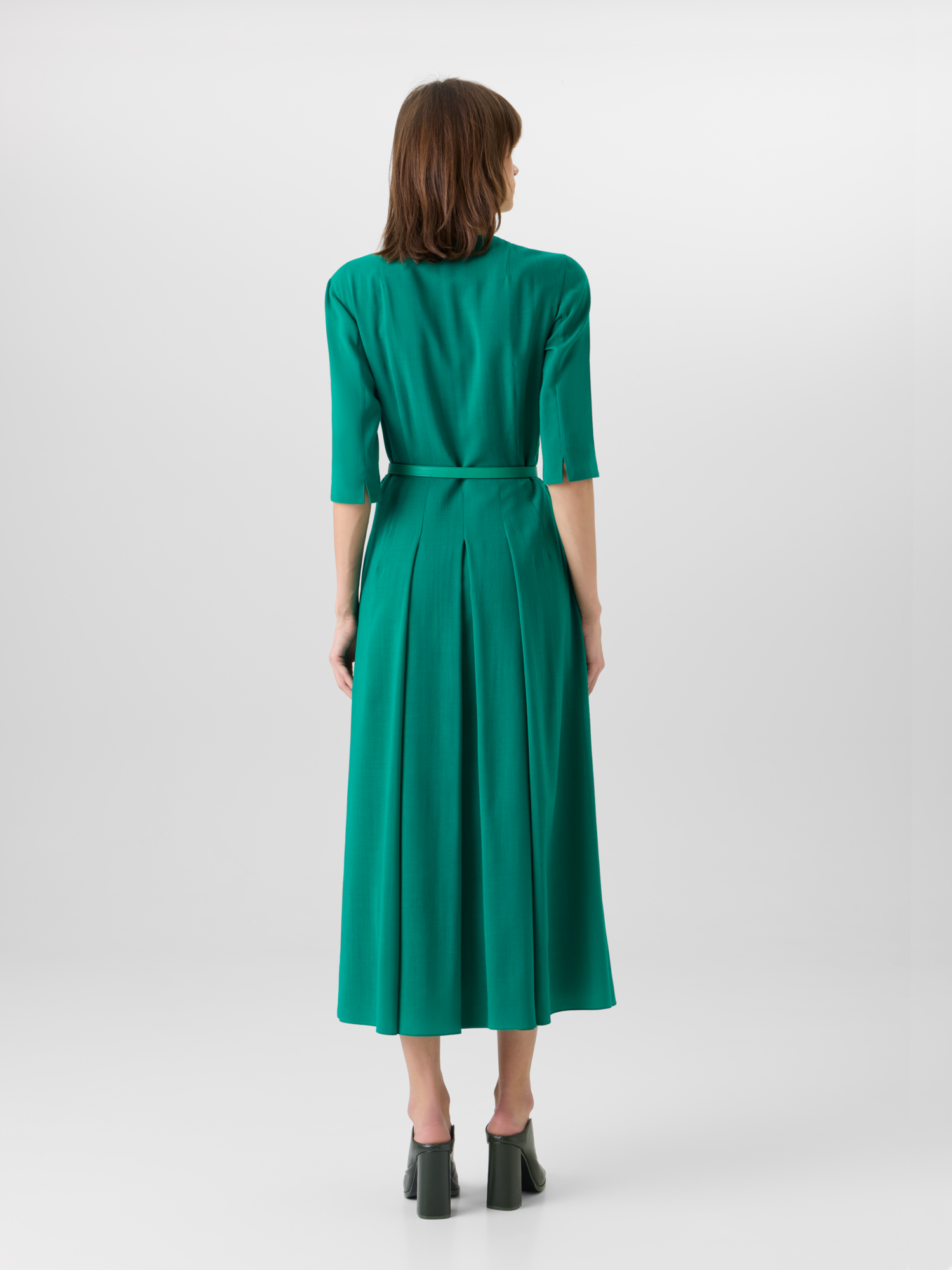 Designer Langärmeliges Midikleid aus Shelly-Wolle - Grün 