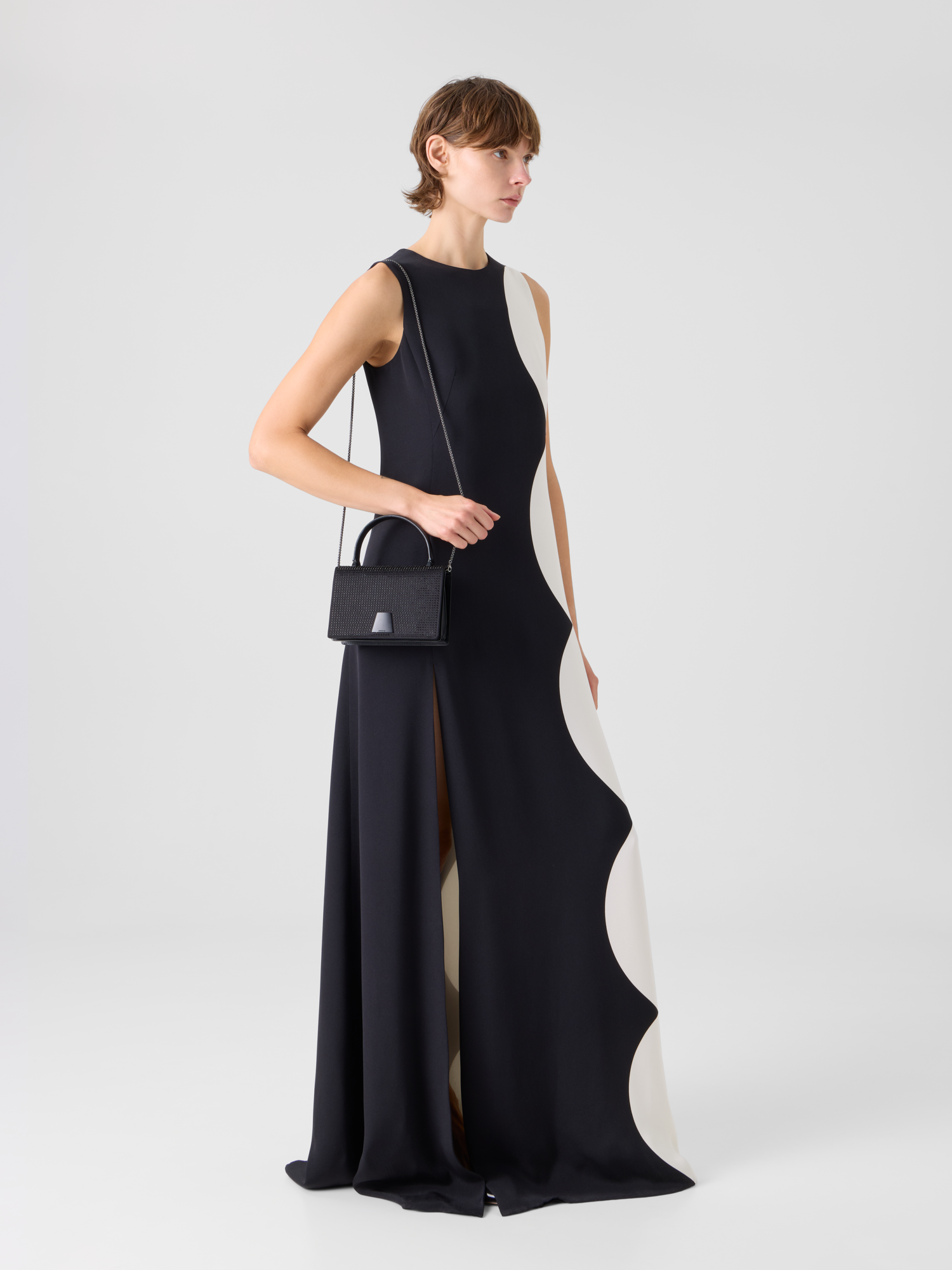 Designer Abendkleid aus Seide mit Cloud-Druck - Bunt