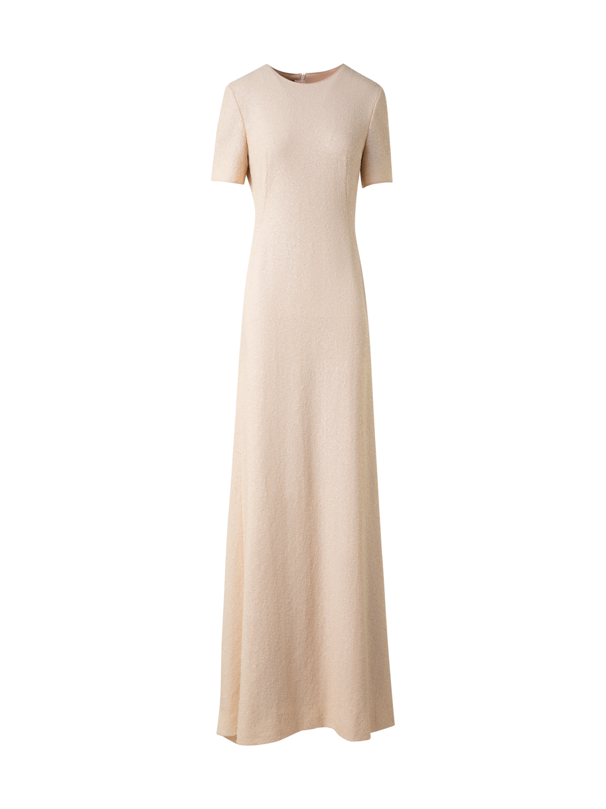 Designer Langes Pailletten-Abendkleid mit kurzen Ärmeln - Beige