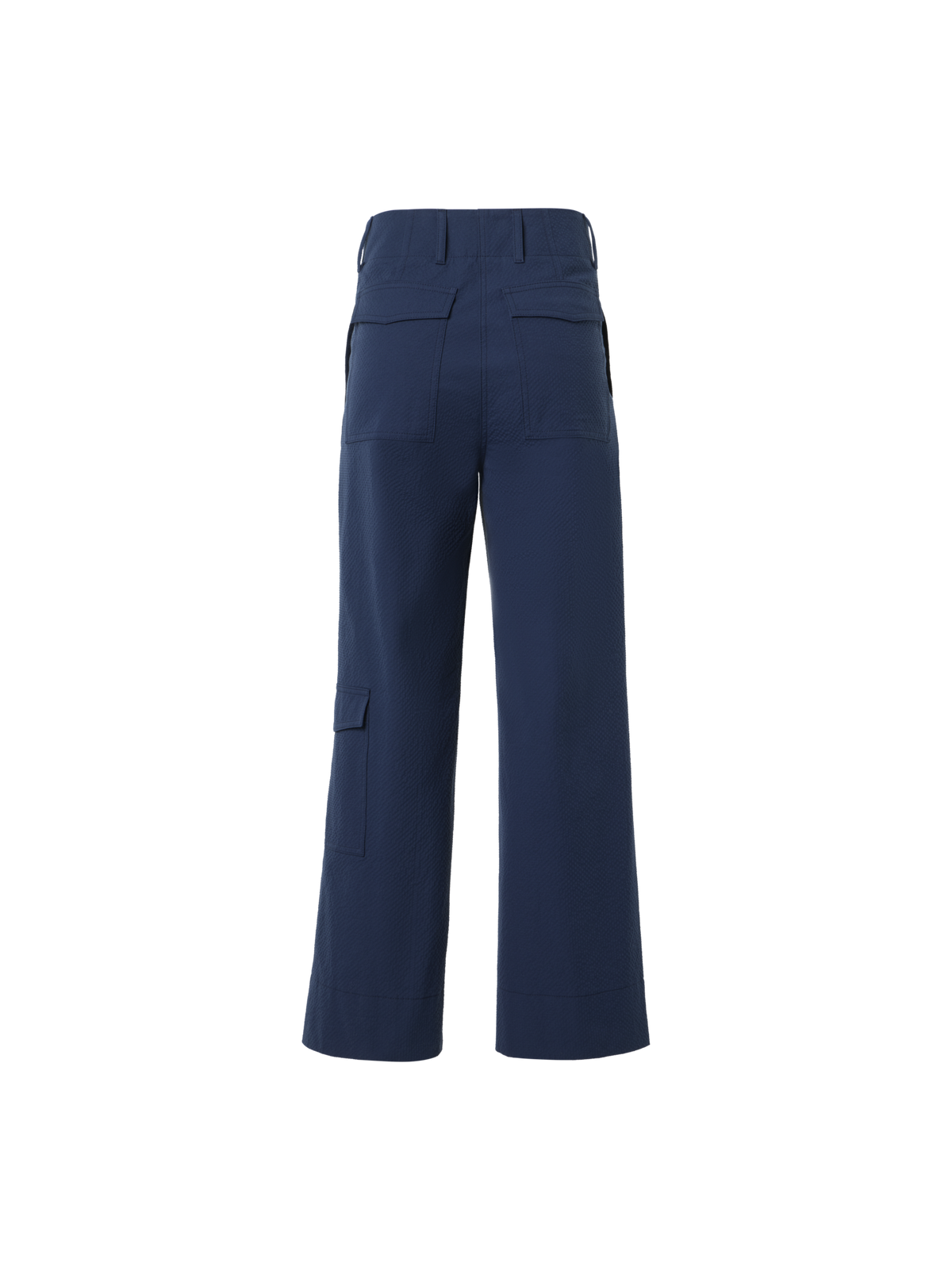 Designer Cliff gerade Cropped-Cargohose aus Baumwoll-Seersucker - Dunkelblau - Blau