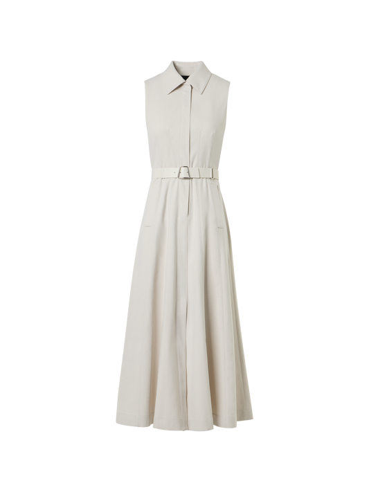 Designer Ärmelloses Midi-Hemdkleid aus Baumwoll-Denim - Grau - Beige