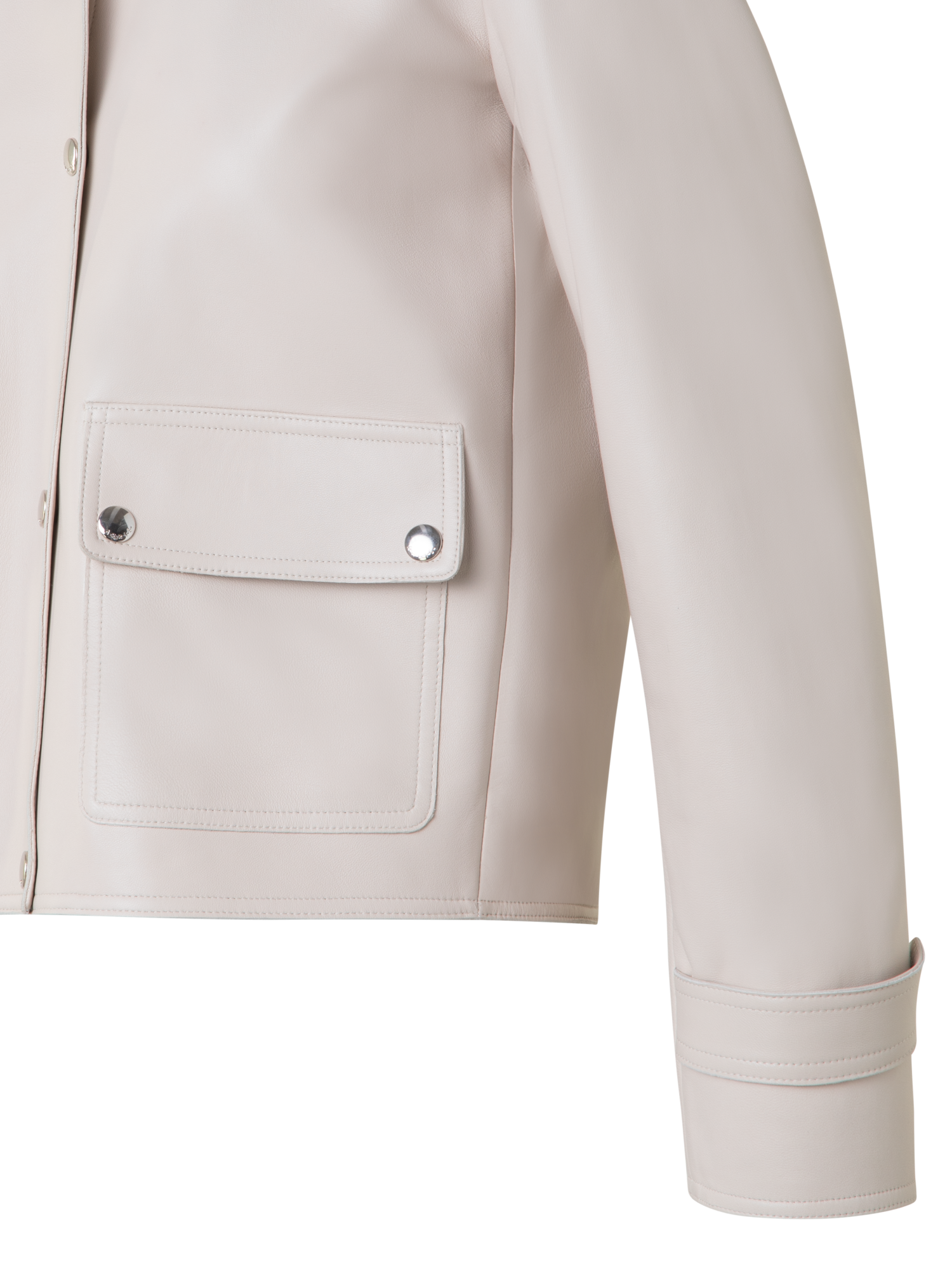 Designer Blouson Lederjacke - Grau - Beige