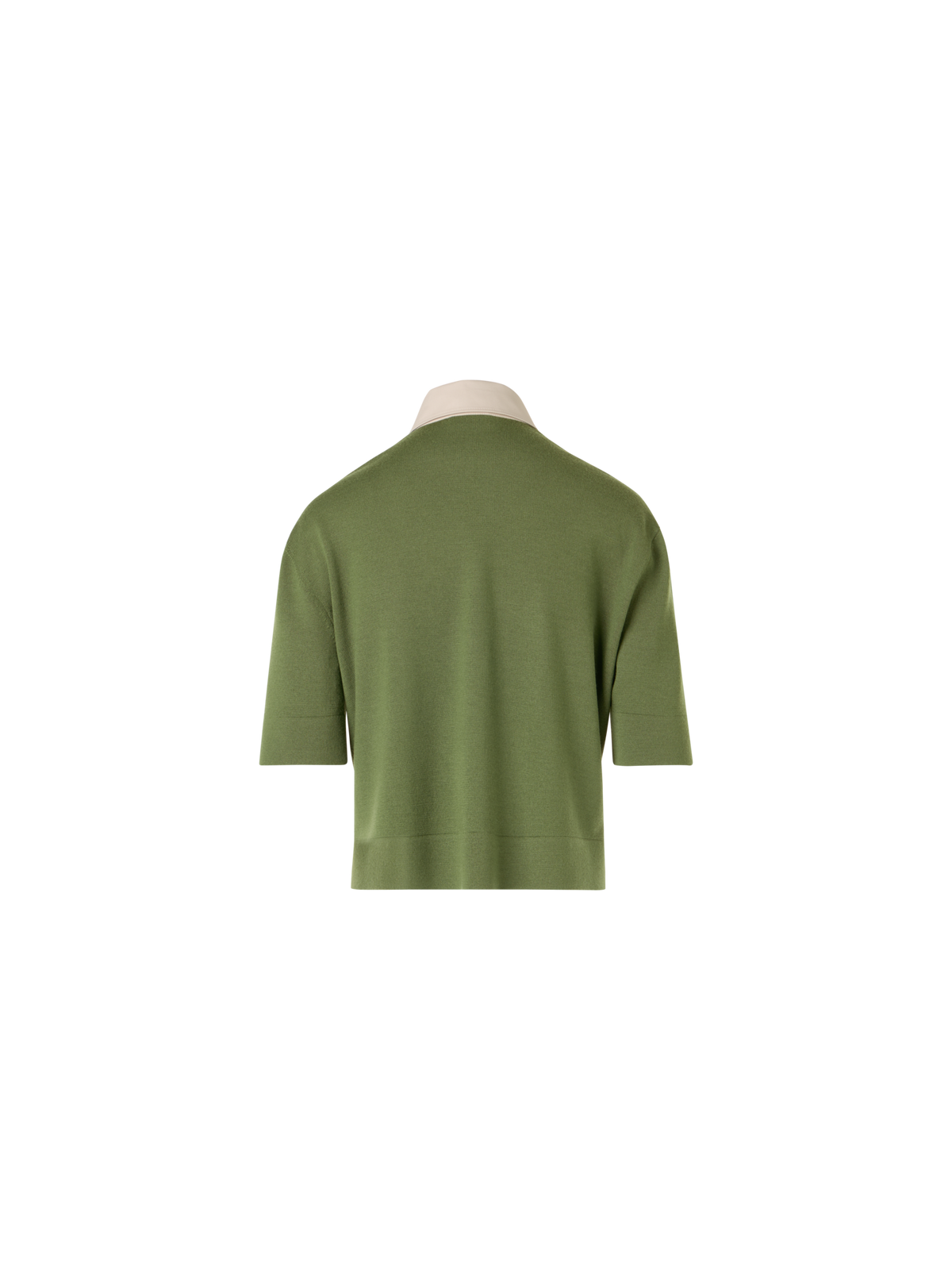 Designer Kurzärmelige Strick-Polojacke aus Merinowolle - Grün