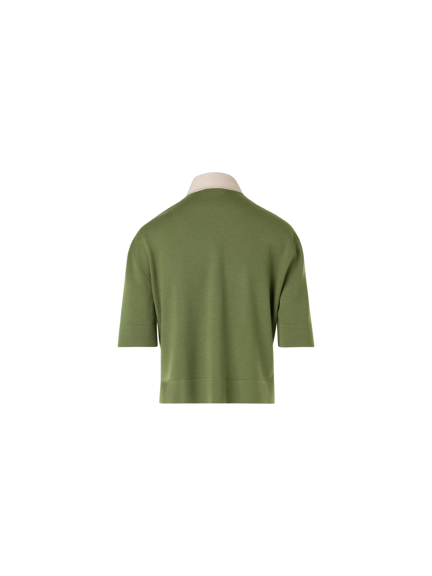 Designer Kurzärmelige Strick-Polojacke aus Merinowolle - Grün