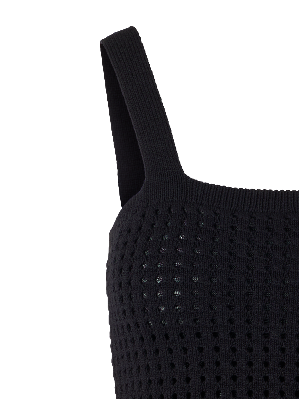 Designer Kurzes Stricktop aus grobem Baumwoll-Mesh - Schwarz