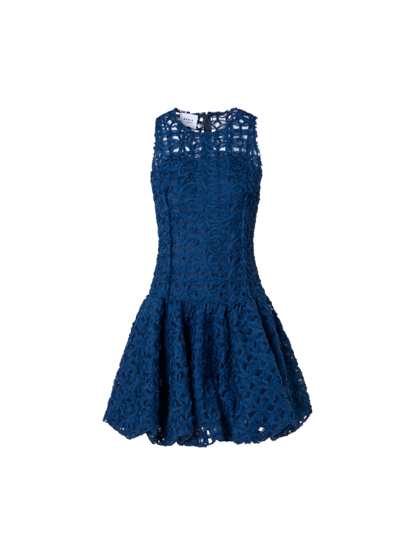 Designer Volant-Minikleid aus 3D-Scribble-Tüll - Dunkelblau